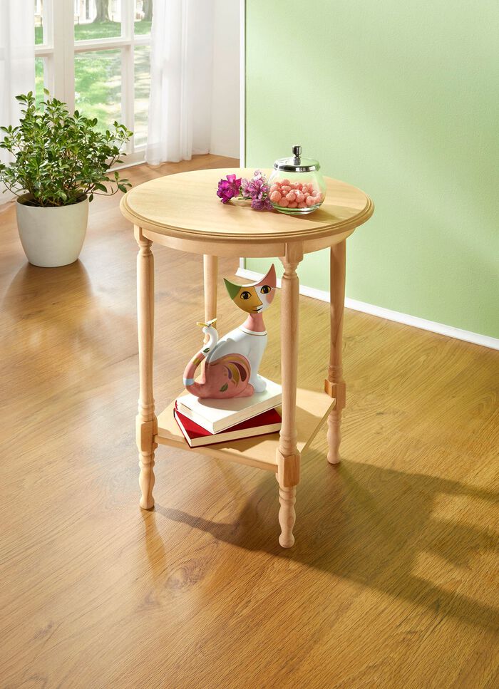 Teilmassiver Beistelltisch mit gedrechselten F&uuml;&szlig;en 