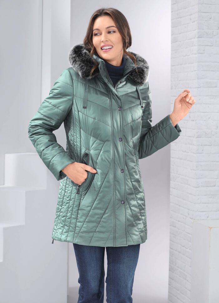 Jacke mit abnehmbarem Kunstpelz-Besatz 