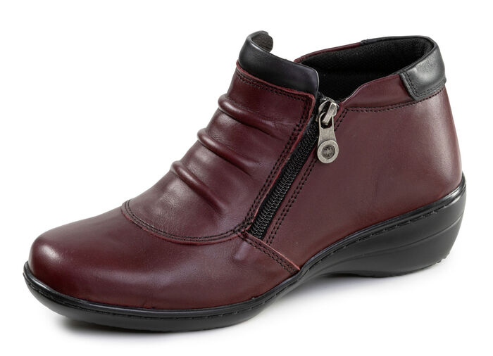 ELENA EDEN, bequeme Damen-Boots, Weite H, mit herausnehmbarem Fußbett BURGUND-SCHWARZ