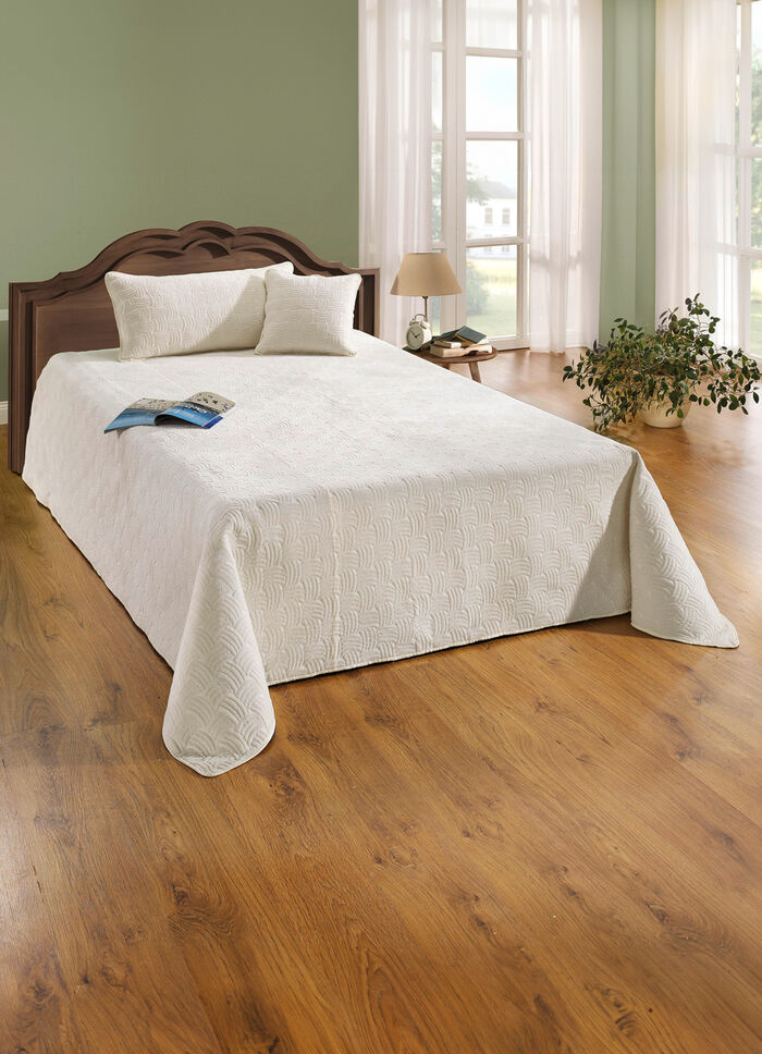 Wunderbar weiche Tagesdecke in Samtoptik und Kissenbezüge CREME