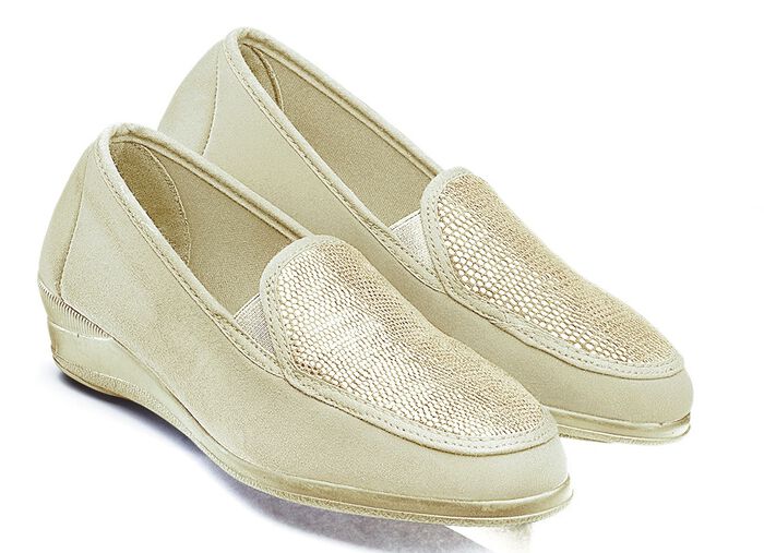 Mokassin in eleganter Krokooptik BEIGE