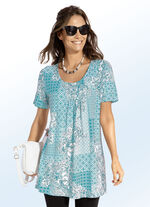 Longshirt mit Faltenlegung in 3 Farben MINT-WEISS
