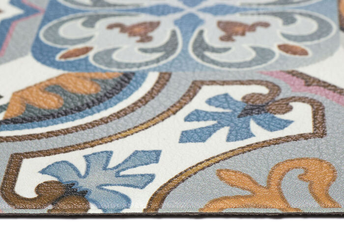 Strapazierfähiger Küchenläufer und -teppich im Fliesen-Design BLAU-GRAU