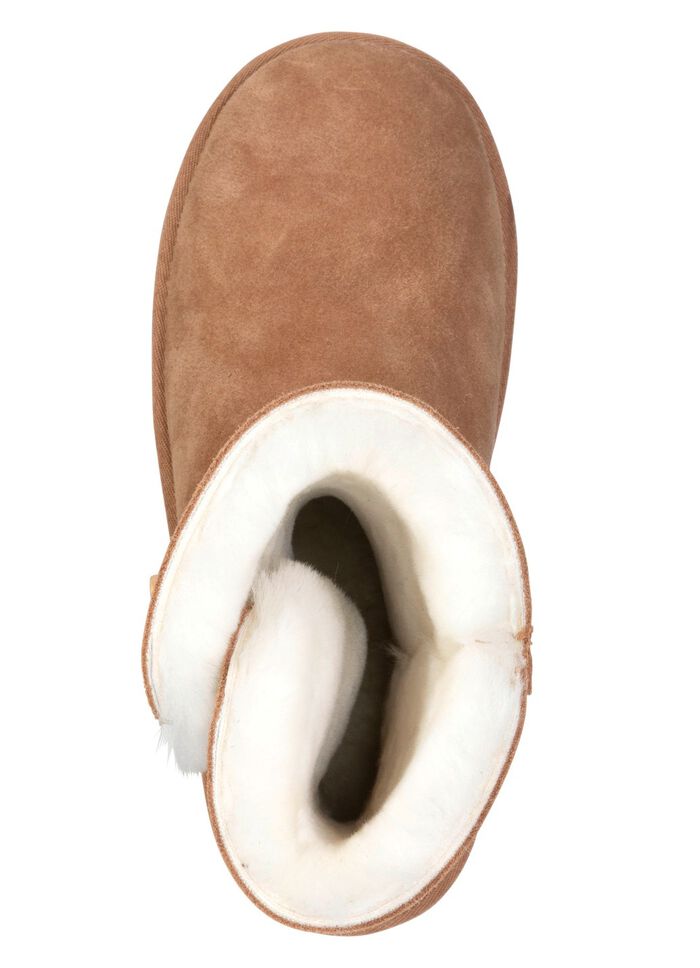 ELENA EDEN, gef&uuml;tterte Damen-Stiefel, Winterschuhe, mit Lammfell NATURBRAUN