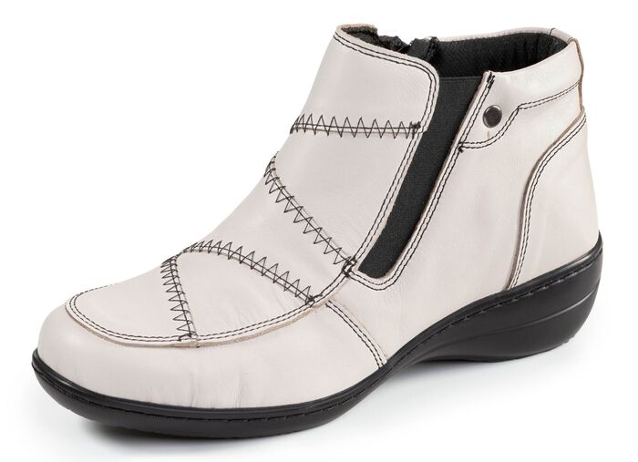 ELENA EDEN, bequeme Damen-Boots, Weite H, mit herausnehmbarem Fu&szlig;bett ECRU