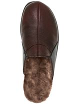 Gef&uuml;tterte Herren-Hausschuhe, mit Lammfell BORDEAUX-SCHWARZ