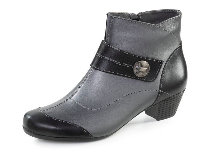 ELENA EDEN, elegante Damen-Stiefeletten, Weite G, mit herausnehmbarem Fu&szlig;bett ALTSILBER-SCHWARZ