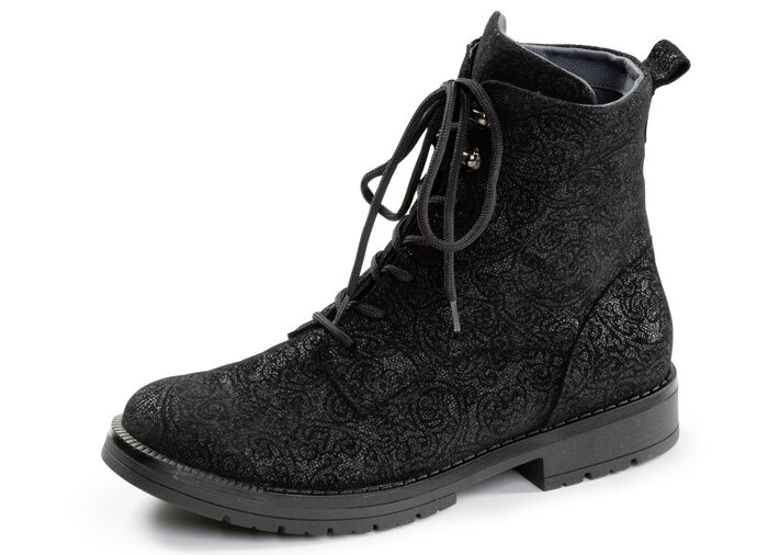 Waldläufer, bequeme Damen-Stiefeletten, Weite G, mit herausnehmbarem Fußbett SCHWARZ
