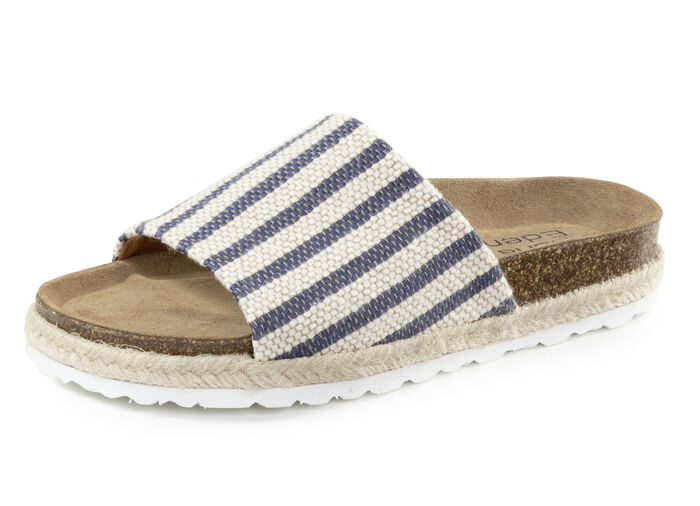 ELENA EDEN Pantolette aus grob gewebtem Textilmaterial JEANS-WEISS