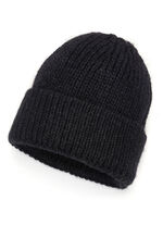 Trendige Damen-Mütze, mit Umschlag SCHWARZ