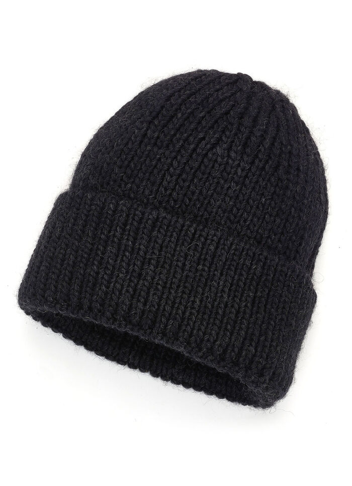 Trendige Damen-Mütze, mit Umschlag SCHWARZ