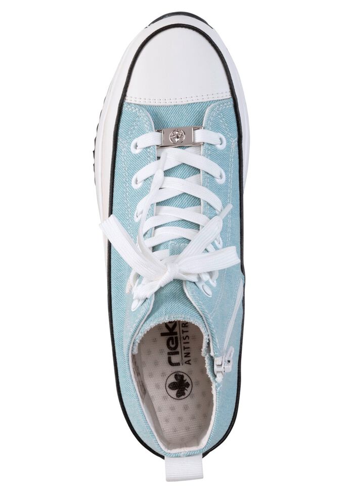 Rieker Schn&uuml;r-Bootie in Leo-Print oder Denim-Style BLEU-WEISS