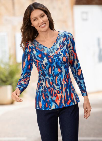 Shirt mit effektvoller Strasszier 