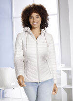 Kurzjacke mit apartem Minimaldessin BEIGE-WEISS