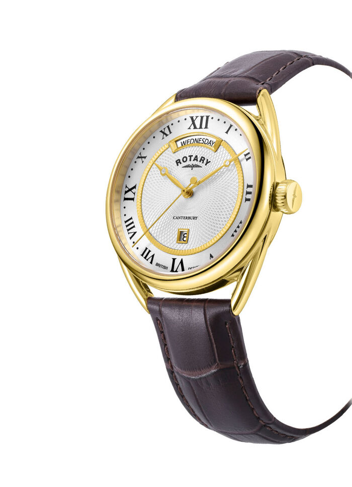Rotary Quartz-Herrenuhr mit Lederband 