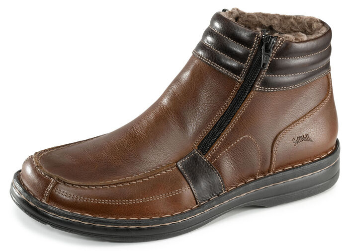 GINO GALANTE, gefütterte Herren-Boots, Winterschuhe, mit herausnehmbarem Fußbett COGNAC-MOKKA