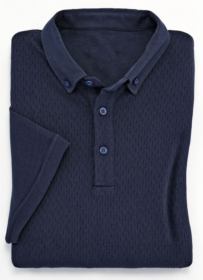 Poloshirt in Struktur-Qualit&auml;t MARINE