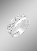 Moderner Damenring mit synth. Zirkonia 