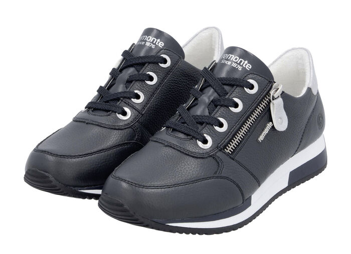 Remonte Schnür-Sneaker mit silberfarben schimmerndem Kontrast-Besatz MARINE