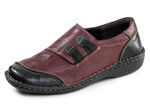 ELENA EDEN, klassische Damen-Slipper, Weite G, mit herausnehmbarem Fußbett BURGUND-SCHWARZ
