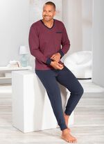 Schlafanzug mit V-Ausschnitt und B&uuml;ndchenabschl&uuml;ssen  