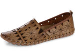 Gemini, sommerliche Damen-Slipper, Weite G, mit herausnehmbarem Fußbett COGNAC