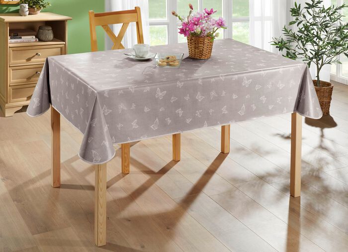 Abwaschbare Wachstuch-Tischdecke GRAU