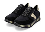 Remonte, trendige Damen-Sneaker, Weite G, mit herausnehmbarem Fußbett SCHWARZ-GOLD
