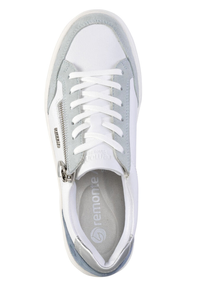 Remonte Sneaker aus Nappa- und Veloursleder mit Metallic-Besatz BLAU-WEISS-SILBER