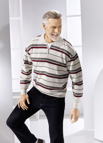 Polopullover mit kurzem Reißverschluss in 2 Farben 