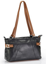 Laurina, Tasche, Damen, aus Leder SCHWARZ-COGNAC