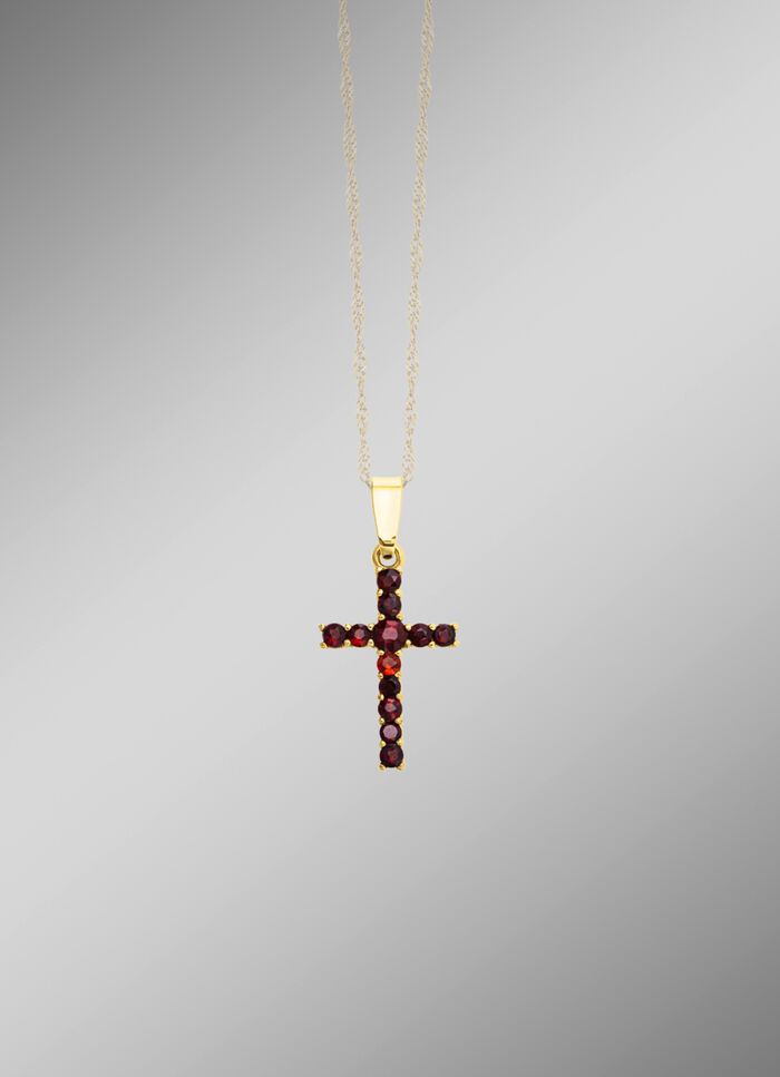 Kreuz-Anh&auml;nger mit Granat 