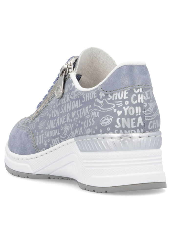 Rieker Schnür-Sneaker aus bedrucktem Synthetikmaterial HELLBLAU-SILBER