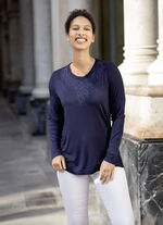 Shirt-Tunika mit Ton-in-Ton Stickerei NACHTBLAU