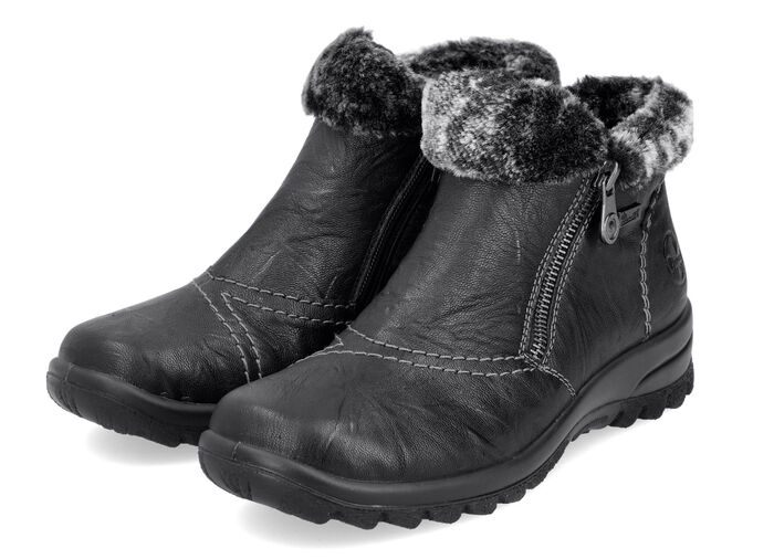 Rieker, gefütterte Damen-Boots, Winterschuhe, mit Reißverschluss SCHWARZ