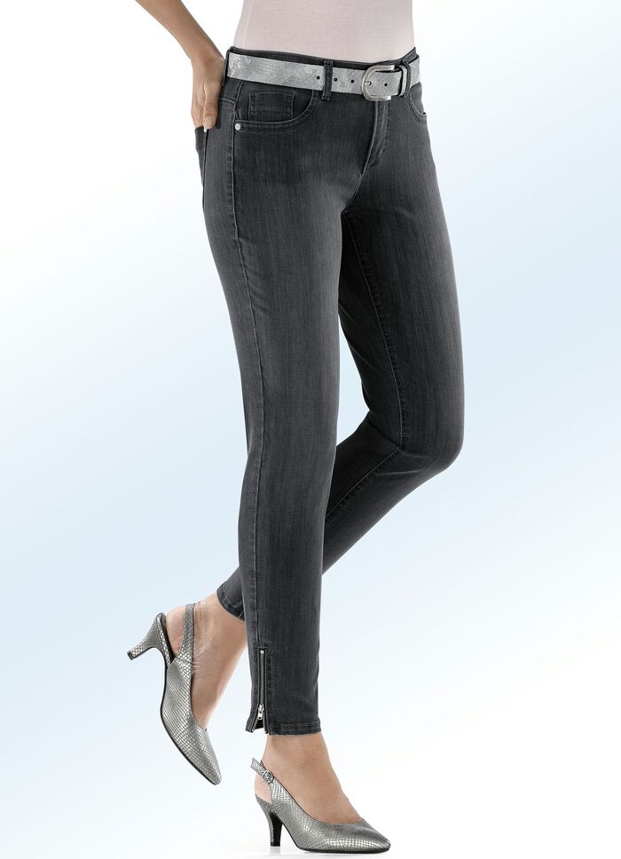 Magic-Jeans mit modischen Reißverschlüssen an den Beinabschlüssen ANTHRAZIT