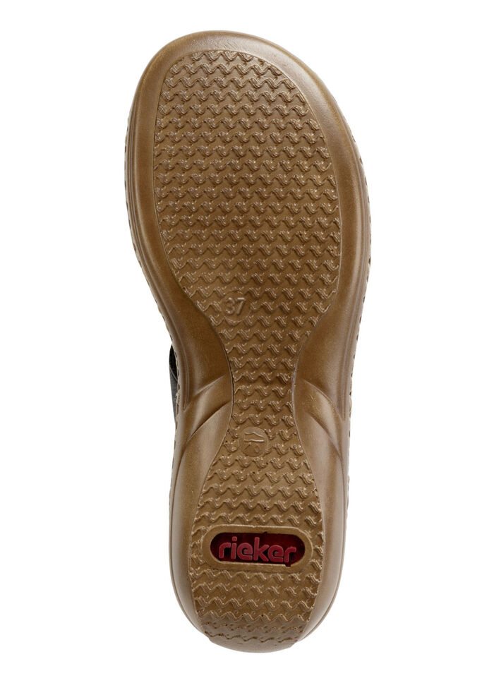 Rieker Pantolette mit dezenter Prägung und Metallschmuck SCHWARZ