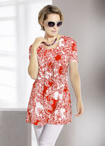Wunderschönes allover gemustertes Longshirt in 2 Farben ORANGE-WEISS
