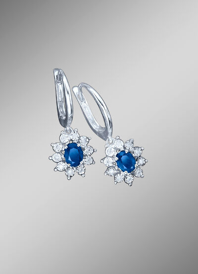 Ohrringe mit echt Safir und Diamanten 
