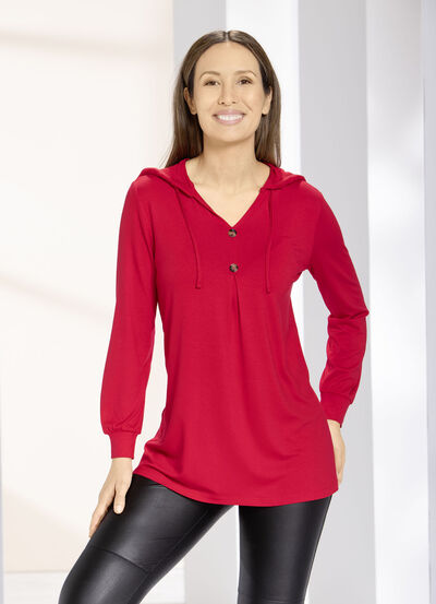 Shirt-Tunika mit Kapuze 