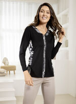 Shirtjacke mit silberfarbenen Zierplättchen 
