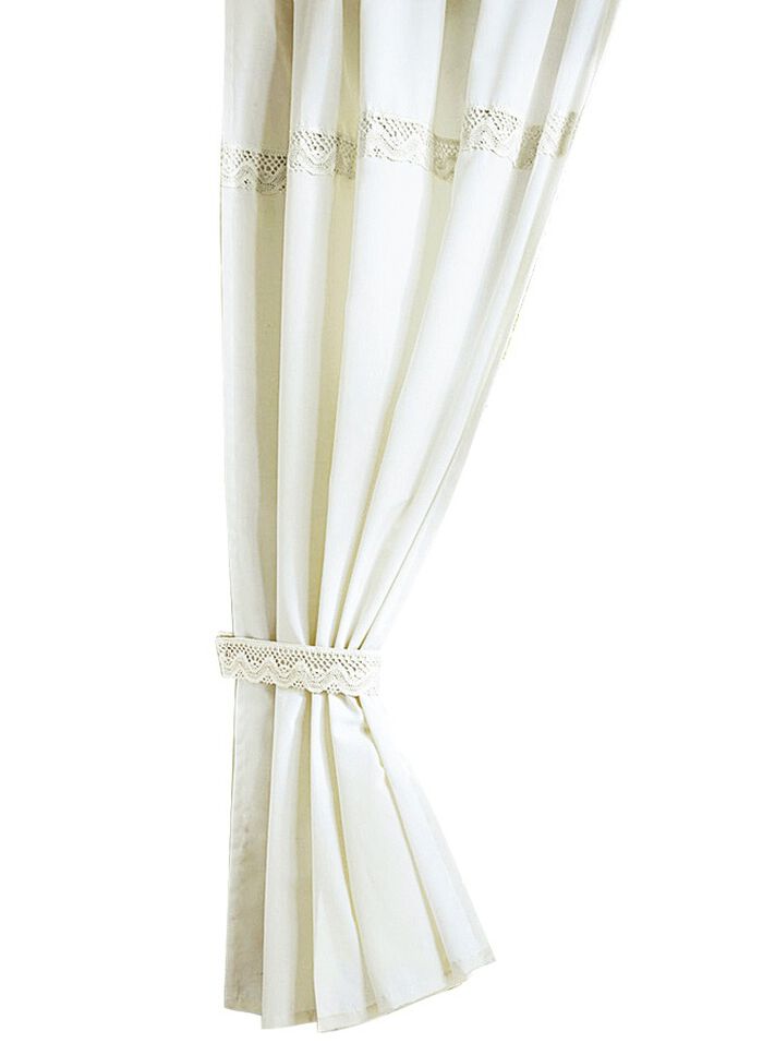 Übergardine mit aufgesetzter Häkelborte CREME