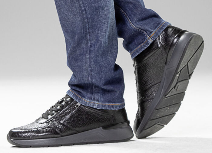 GINO GALANTE, klassische Herren-Sneaker, mit Reißverschluss SCHWARZ