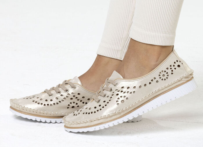 Andrea Conti, sommerliche Damen-Schnürschuhe, Weite G, mit herausnehmbarem Fußbett MATTGOLD