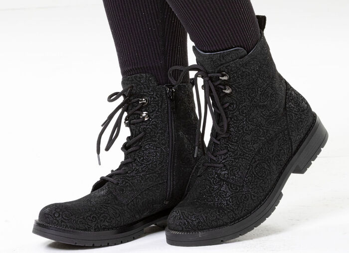 Waldläufer, bequeme Damen-Stiefeletten, Weite G, mit herausnehmbarem Fußbett SCHWARZ