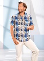 Flott dessiniertes "Milano Italy"-Hemd BLAU-BEIGE GEMUSTERT