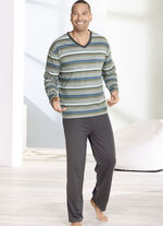 Schlafanzug mit V-Ausschnitt und offenen Abschlüssen 