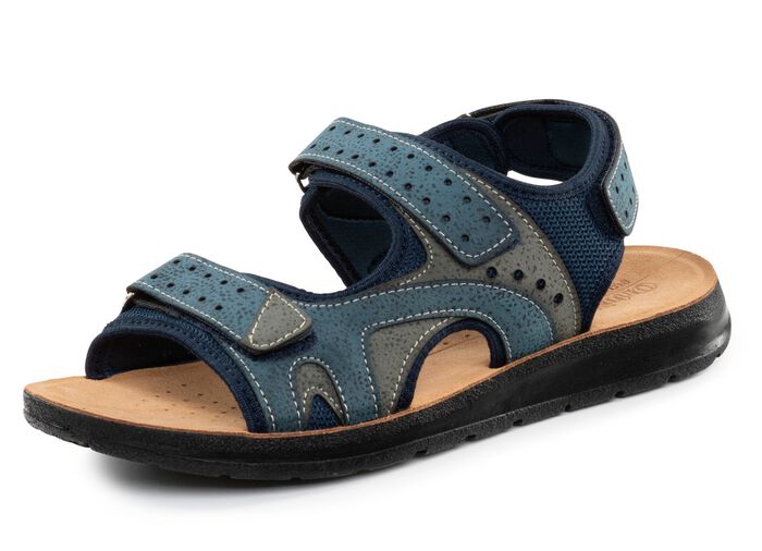 Sandale aus Synthetik und Textil BLAU-GRAU
