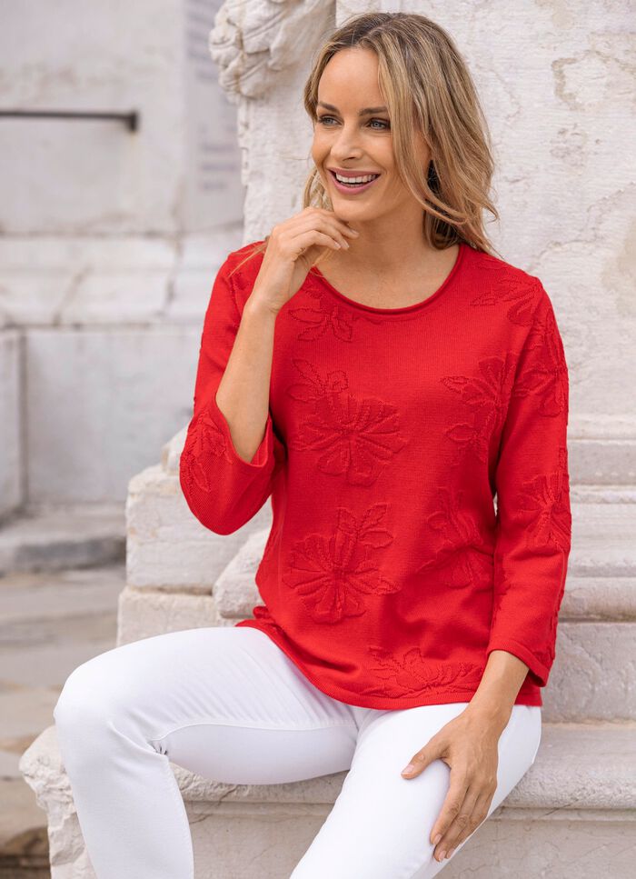 Pullover mit feiner Floralstruktur 