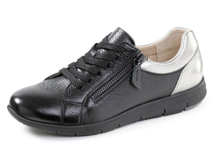 ELENA EDEN, bequeme Damen-Sneaker, Weite G, mit herausnehmbarem Fußbett SCHWARZ-SILBER